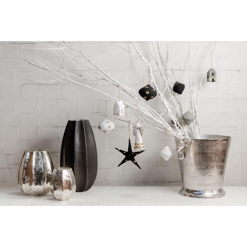 Papier Mache Star Xmas Decoration - Black