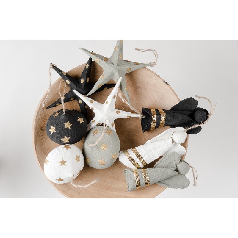 Papier Mache Bulb Xmas Decoration - White