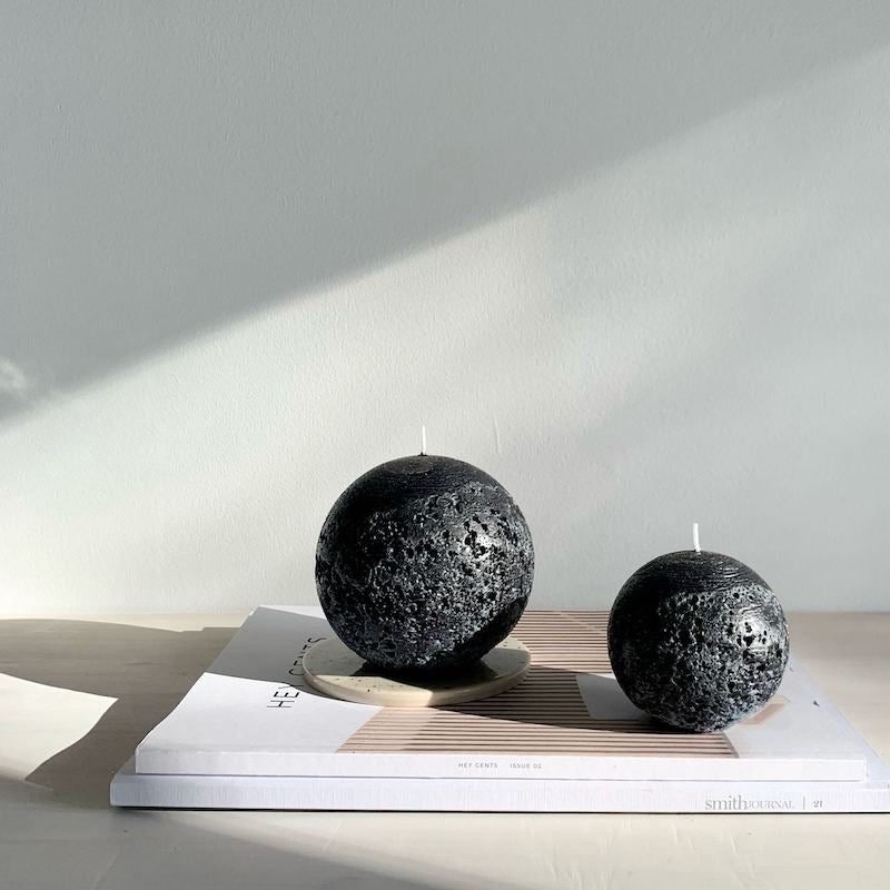 Textured Sphere Candles - Black