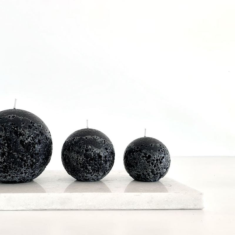 Textured Sphere Candles - Black