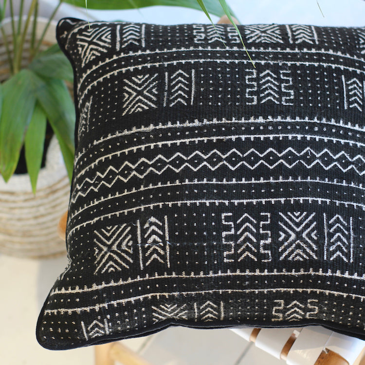 Mali Mud Cloth Cushion - Black