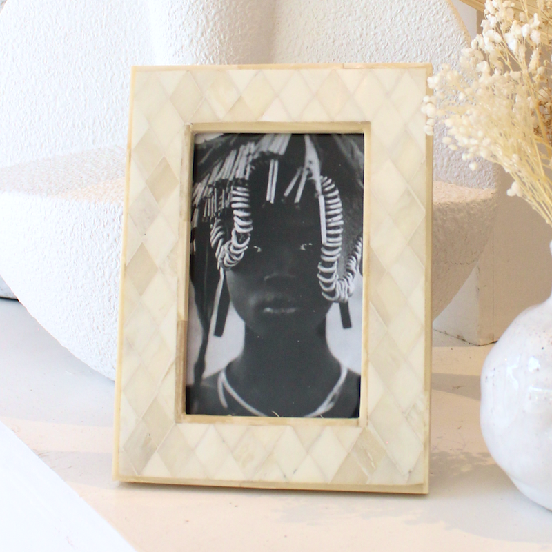 Diamond Cut Bone Inlay Photo Frame