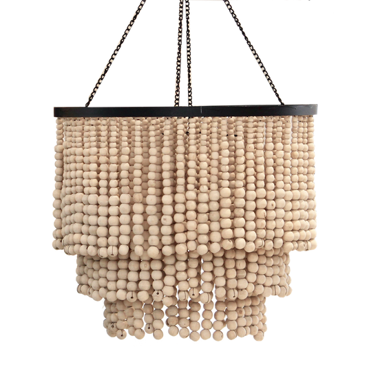 Round Beaded Chandelier - Natural