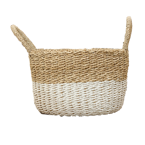 Seagrass Basket - Natural / White