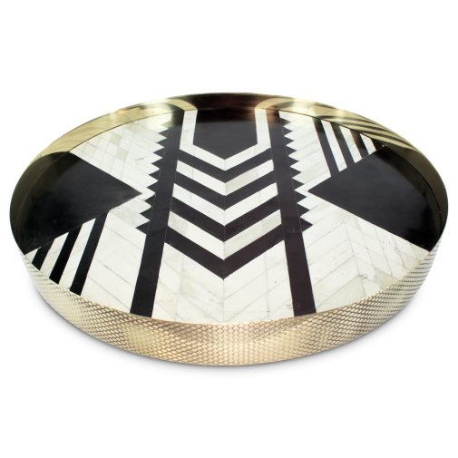 Bone Inlay Brass Tray