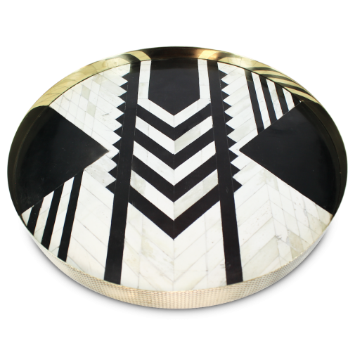 Bone Inlay Brass Tray