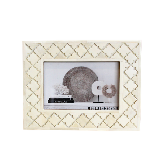 Bone Carved Moroccan Photo Frame - Cream