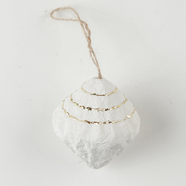 Papier Mache Droplet Xmas Decoration - White