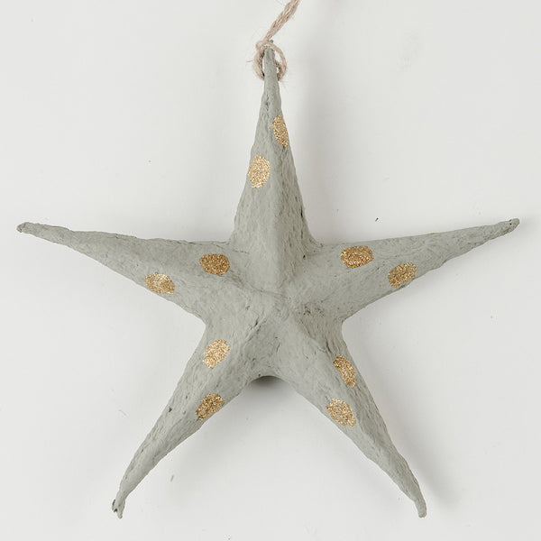 Papier Mache Star Xmas Decoration - Putty