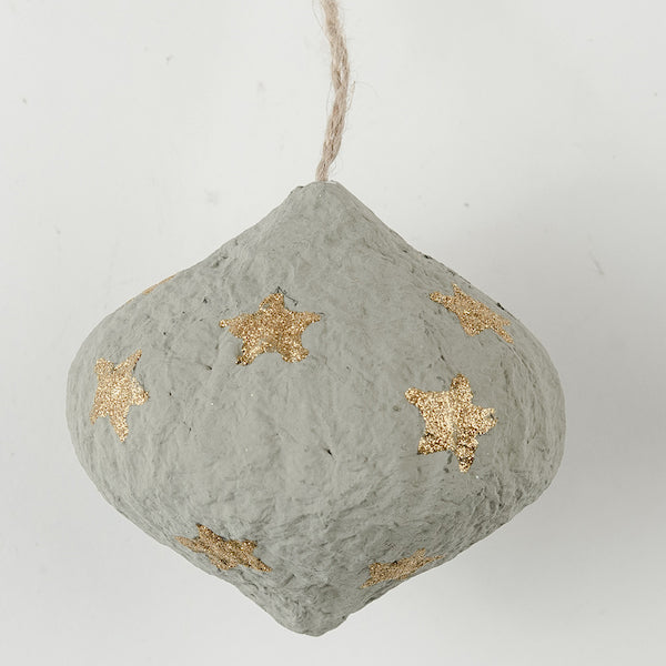 Papier Mache Bulb Xmas Decoration - Putty