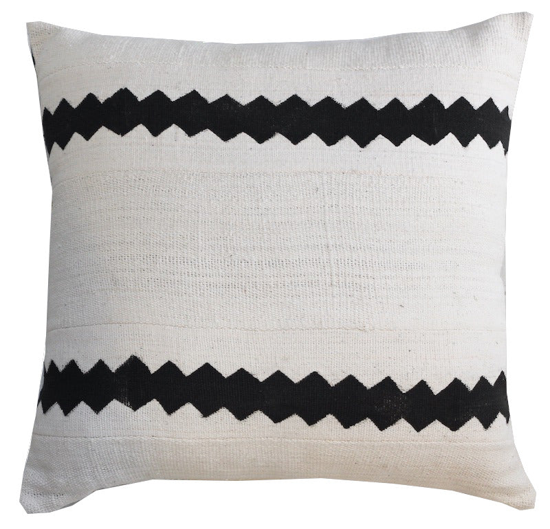 Mali Mud Cloth Cushion - White II